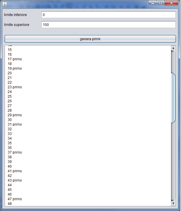 Numeri primi da n a m (app completa).